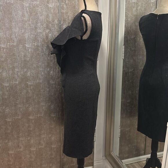 Max Mara 100% wool gray ruffle dress, S - Picture 4 of 11